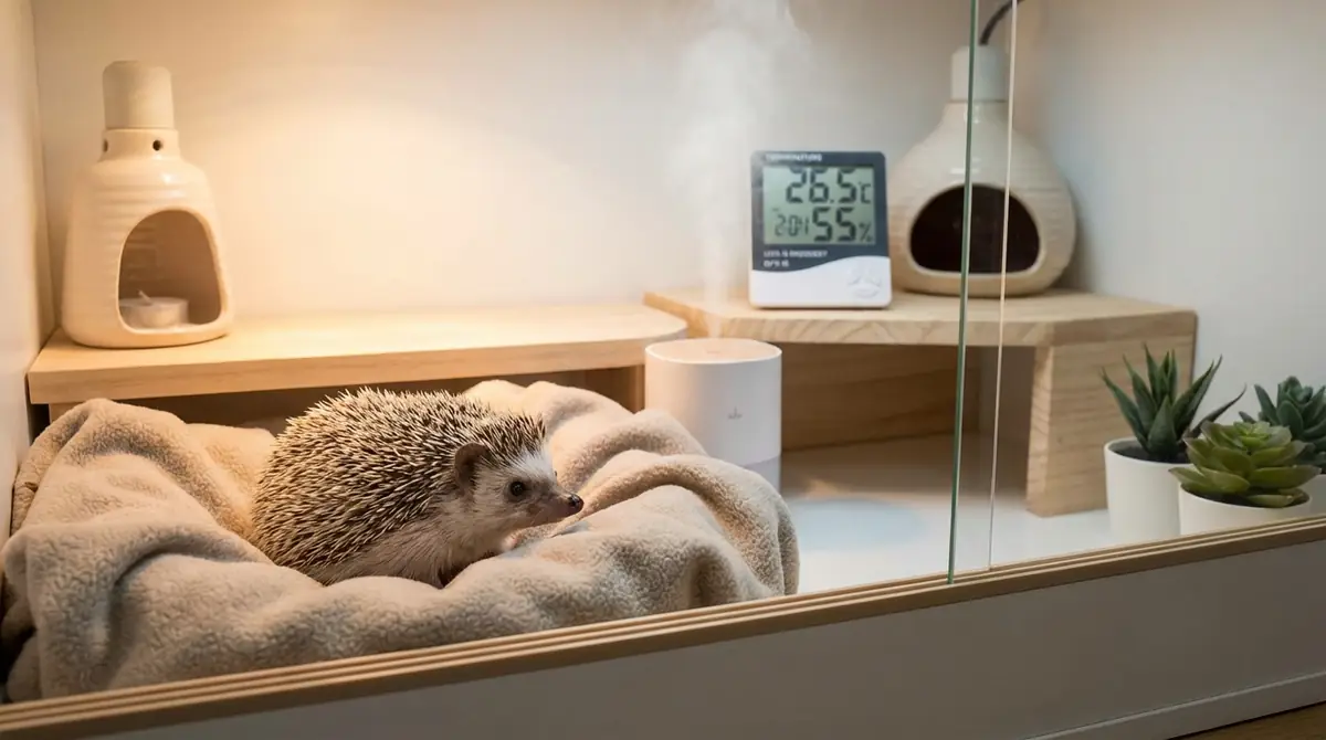 ハリネズミの適温は24〜28℃・湿度は40〜60％が目安