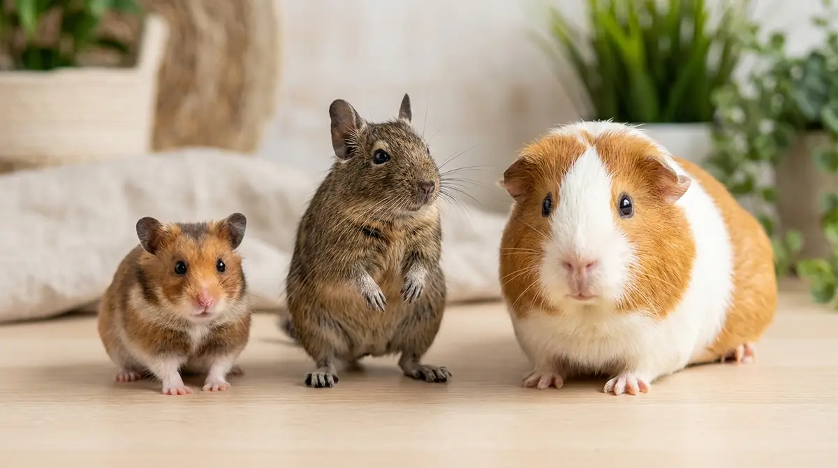 他の小動物との大きさ比較【ハムスター・モルモット・デグー】