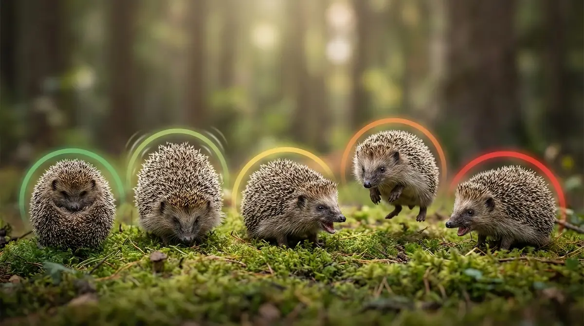 ハリネズミの威嚇行動5パターンと警戒レベル早見表