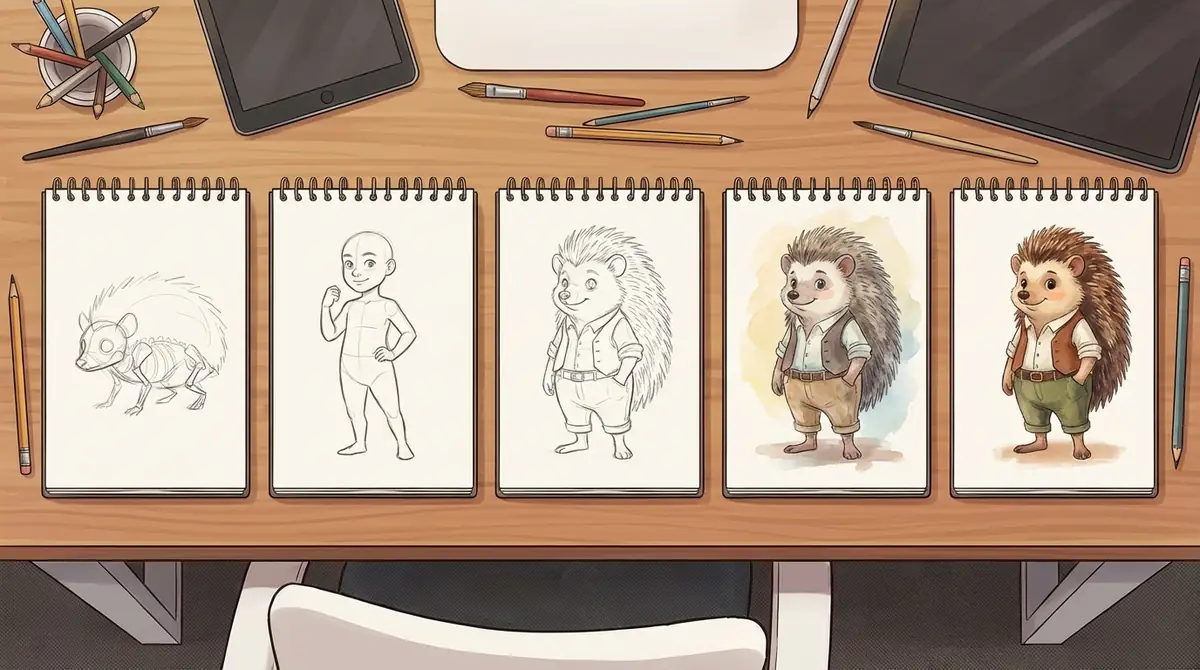 ハリネズミ擬人化イラストの描き方5ステップ