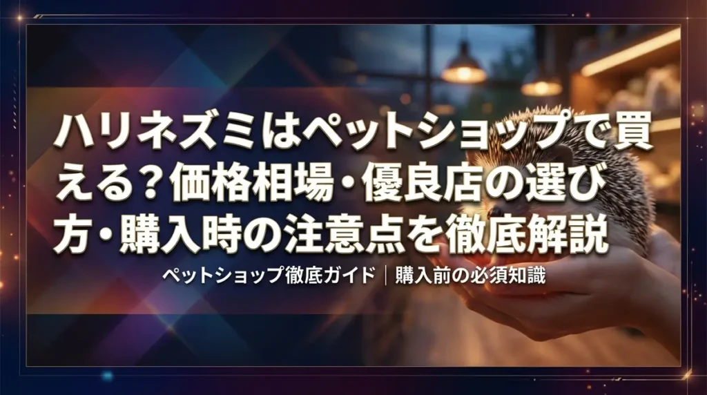 ハリネズミはペットショップで買える？価格相場・優良店の選び方・購入時の注意点を徹底解説