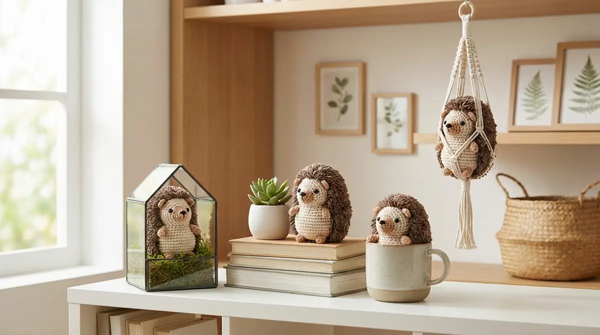 完成したハリネズミあみぐるみの飾り方・アレンジアイデア